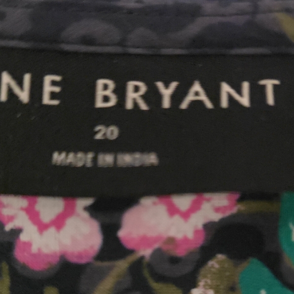 Lane Bryant Navy Floral Blouse with Ruffle Sleeves - Picture 3 of 5